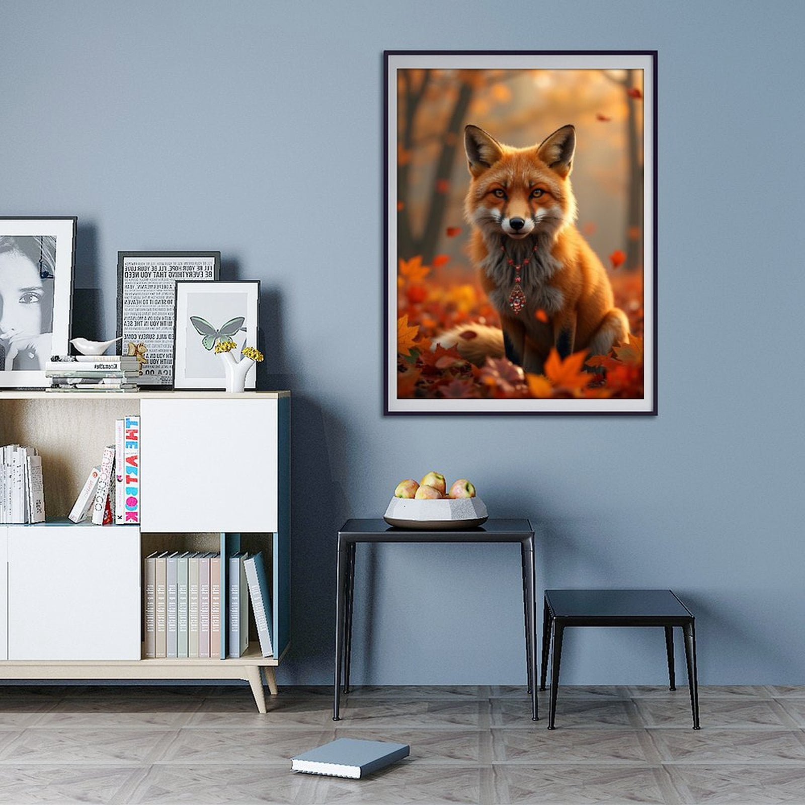Diamond Art Kits for Adults - 5d Autumn Fox With Gem Necklace Diamond Painting for Adults, Diamond Art for Adults Beginners, Diamond Painting Kits for Adults for Home Wall Decor