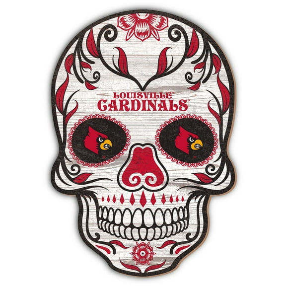Louisville Cardinals 12'' Sugar Skull Sign