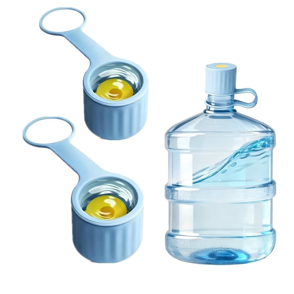 JOWNEEL 3-Packs Silicone 5 Gallon Water Jug Cap, Reusable Bottle Lids, Leak-Proof Replacement Caps for 55mm & 60mm Bottle Standard/Screw/Crown Tops, Dishwasher Safe & BPA-Free (Light Blue)