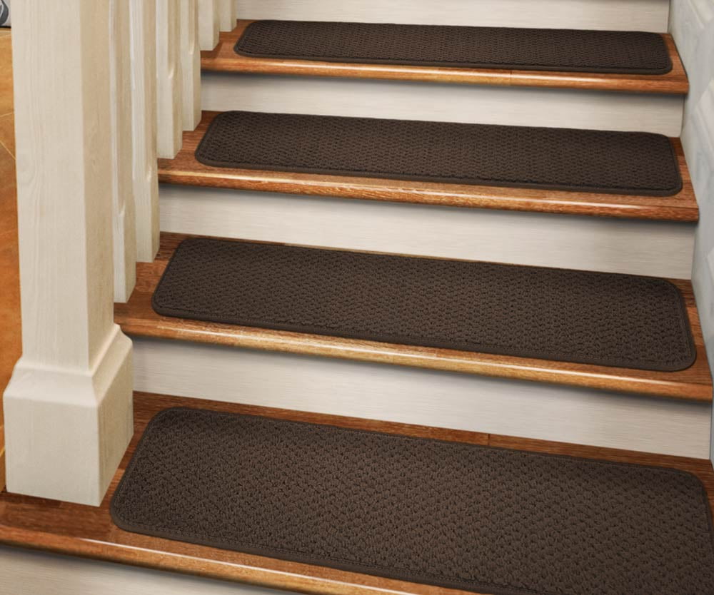 Details about   Set of 15 SKID-RESISTANT Carpet Stair Treads 8"x27" PRALINE BROWN runner rugs 