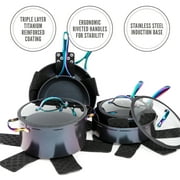 Thyme & Table 12-Piece Ceramic Non-Stick Cookware Set, Signature Collection, Non-Toxic Pots and Pans Set - Black Rainbow