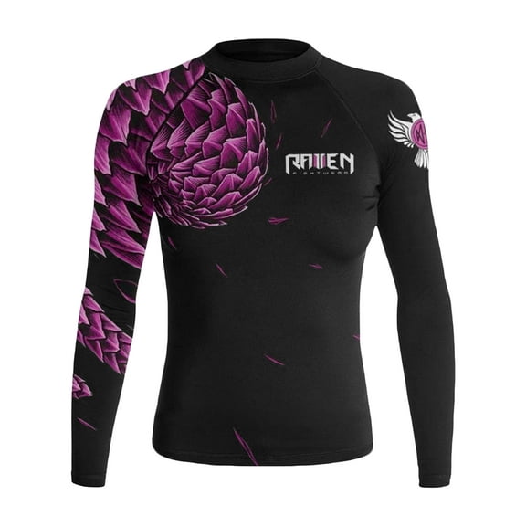 Raven Fightwear Women's Power Pangolin BJJ Rash Guard MMA Black/Pink