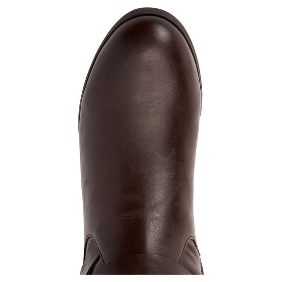 Style & Co. Womens Brown Hardware Detail Back Elastic Gore Cushioned Strappy Kindell Block Heel Zip-up Riding Boot 6.5 m