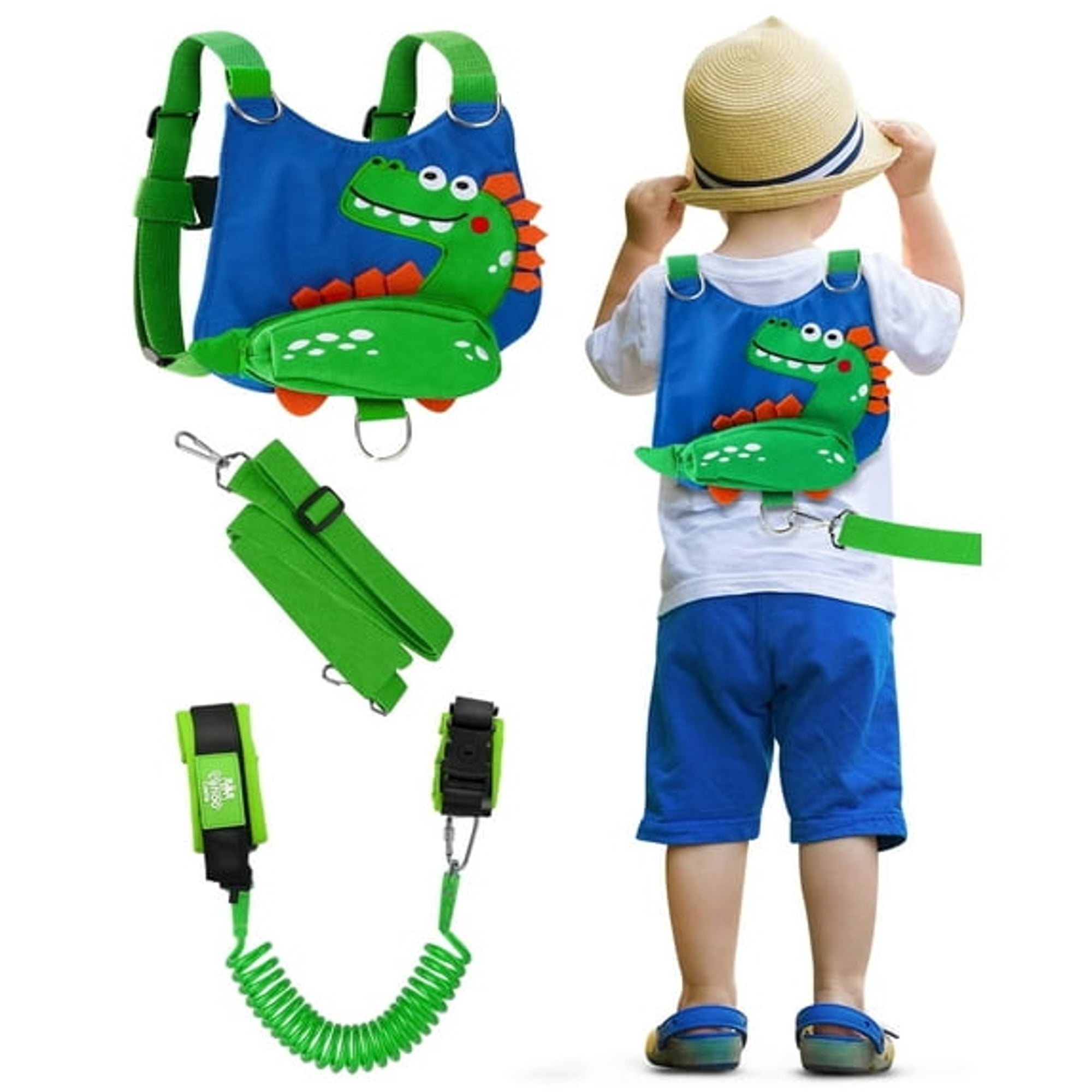 GASTROPOD Toddler Leash for Boys,4-In-1 Toddler Harness with Leash with Anti Lost Wrist Link for Kids,Baby Leash for Walking,Kids Leash Backpack (Blue)