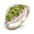 thumbnail image 2 of 2.6 Ctw Oval Peridot 925 Sterling Silver Rose Vermeil Three Stone Women Valentines Day Gifts Ring, 2 of 3