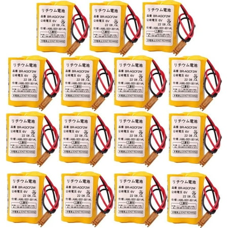 15 PCS 2200mAh 6V PLC A98L-0031-0011/ BR-AGCF2W Replacement Battery for FANUC Controls A98L-0031-0011 with Brown Plug