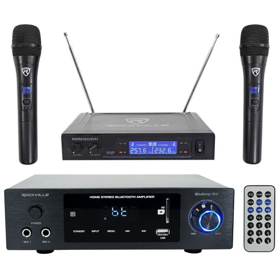Rockville BLUAMP 150 Home Stereo Bluetooth Amplifier w/Optical/RCA Wireless Mic