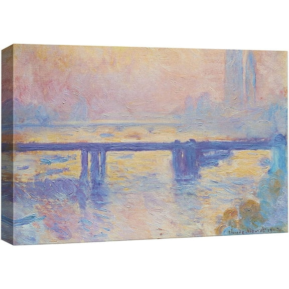 wall26 Canvas Print Wall Art Sunset Charing Cross Bridge Claude Monet Nature Illustrations Fine Art Decorative Landscape Multicolor Wilderness Rustic for Living Room, Bedroom, Office - 24"x36&qu