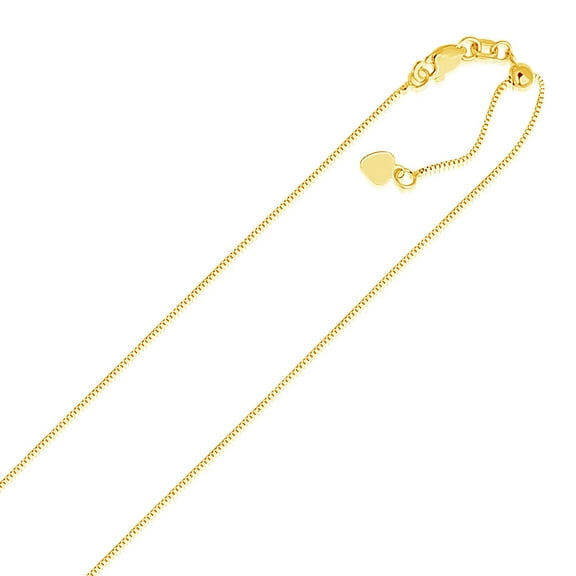 14k Yellow Gold Adjustable Box Chain 0.7mm 22 in