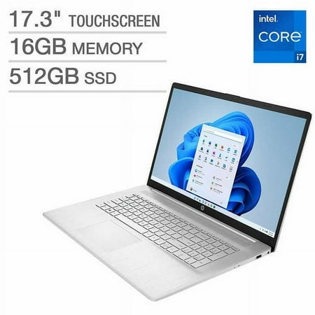 HP 17.3" Touchscreen Laptop - 12th Gen Intel Core i7-1255U, Windows 11, 16GB RAM, 512GB SSD, Silver - 17-cn0065cl