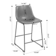thumbnail image 4 of Set of 2 Adan Iron Frame Vintage Gray Faux Leather Counter Stool, 4 of 8