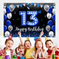 thumbnail image 4 of Banner De Feliz Cumpleaños Número 13 Fondo De Tema Azul Negro Con Luz De Neón Azul Moda Brillante Fiesta De Cumpleaños Foto Fotografía Prop Fondo De Cabina Para Niños Niñas Celebración 70.8X47.2In-Bec, 4 of 5
