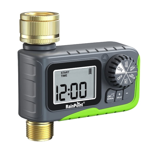 RainPoint Sprinkler Timer with Brass Inlet & Outlet, Water Timers for Hoses, Garden Watering System