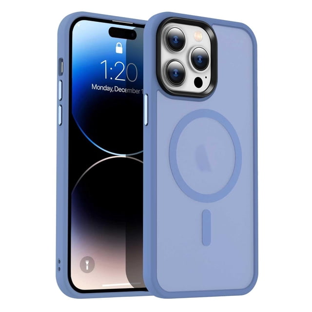 Funda TEKKU Matte Style para iPhone 15 PRO Trans Azul Compatible con MagSafe