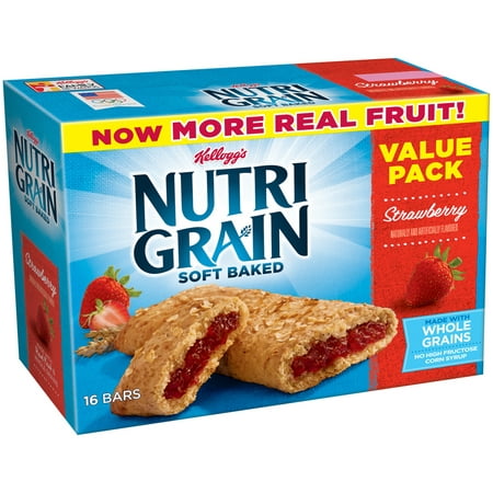 Kellogg's Nutri-Grain Value Pack, Soft Baked Strawberry Breakfast Bars, 1.3 oz, 16 (Best Low Carb Breakfast Bars)