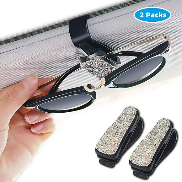 Sunglass Holder for Car Sun Visor Auto Glasses Clip Hanger Bling Rhinestone