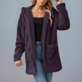thumbnail image 4 of felwors Women's Sherpa Hooded Jacket - Fuzzy Fleece Zip Up Coat with Pockets, Casual Warm Outerwear for Winter Light Purple, S, 4 of 7
