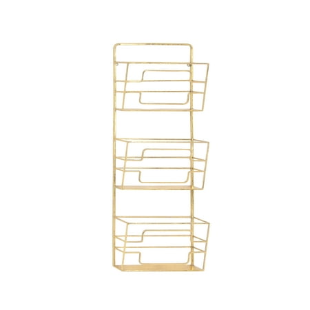 Decmode Modern Gold Iron 3 Tier Wall Mounted Magazine Rack Decmode Modern Gold Iron 3 Tier Wall Mounted Magazine Rack