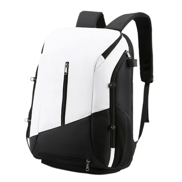 VONKY Basketball Backpack Fitness Bag Practical Portable Large Capacity Bag White Sports Black Black White 32x27x47cm