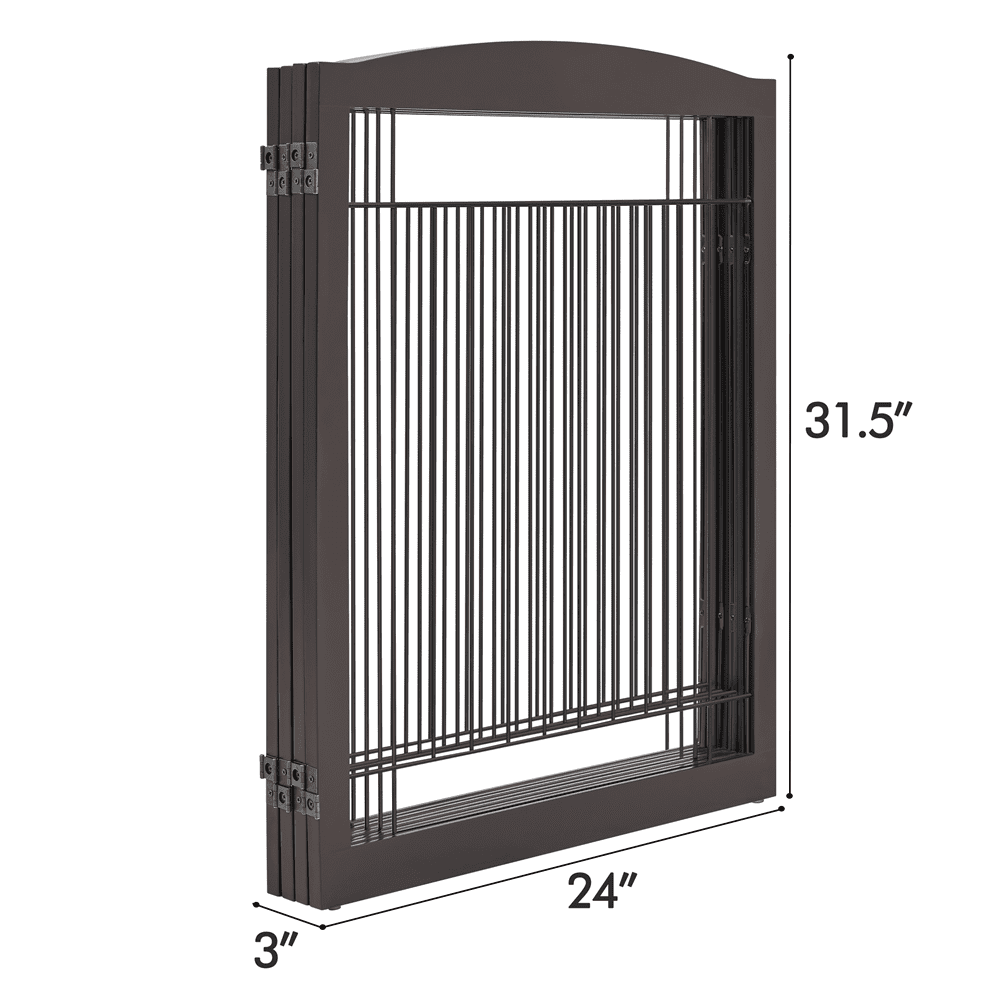 Yaheetech 31.5" H Dog Gate 4-Panel Pet Gate Indoor with 2 Support feet, Espresso