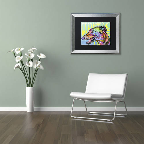 Trademark Fine Art 'Greyhound Luv' Canvas Art by Dean Russo, Black Matte, Silver Frame