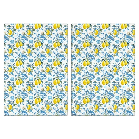Farmhouse Lemon Kitchen Towels Set of 2, Yellow Citrus Design Dish Towels - Absorbent Hand Tea Towels for Baking, Cooking and Country Kitchen Style