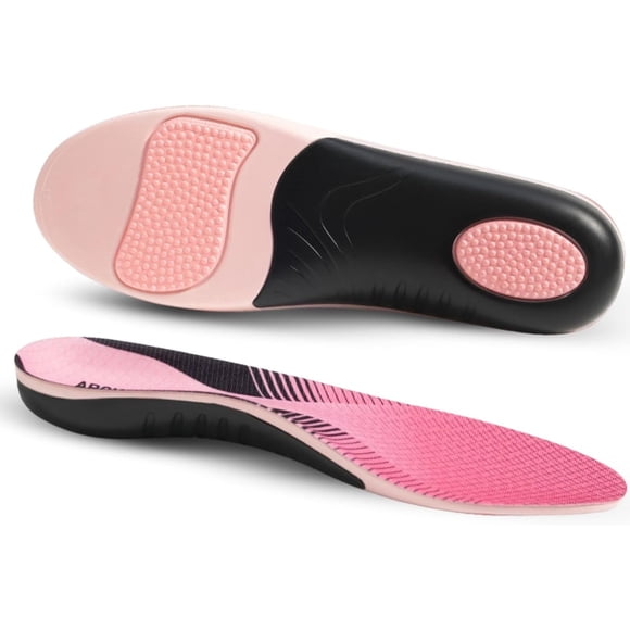 Orthotic Inserts Arch Support Shoe Inserts for Women Men,Orthotic Shoes Inserts,Plantar Fasciitis Insoles for Flat Feet,High Arch Support Shock Absorption Insoles (Pink, Men 4-4.5/Women 6-6.5)
