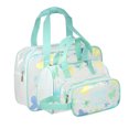 thumbnail image 1 of 3 piezas de bolsa cosmética duradera para mujeres para vacaciones, camping y actividades al aire libre, verde, 1 of 4