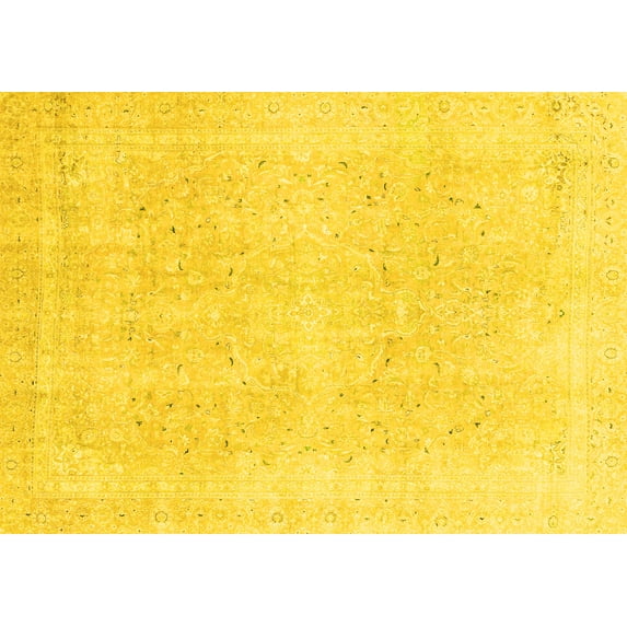 Ahgly Company Indoor Rectangle Abstract Yellow Modern Area Rugs, 5' x 8'