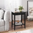 thumbnail image 3 of Table with Drawer Black End Table Narrow Bedside Tables with 2-Tier Storage Shelves Versatile Night Stand for Living Room, Bedroom，Easy Assembly, 3 of 7