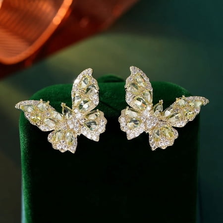 Ariseltys High-end Color Zircon Earrings Women's Atmosphere S925 Silver Needle Three-dimensional Butterfly Stud Earrings