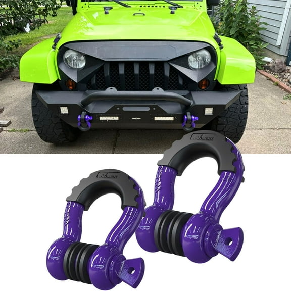 Shackles 3/4" (2 Pack) 41,887 Lbs Break Strength with 7/8" Pin D-Ring Shackle Rugged Off Road Shackles Heavy Duty D-Ring for Vehicle Recovery,Black