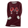 thumbnail image 1 of Offres de Liquidation! Aqestyerly Hauts de Noël pour Femmes Liquidation Mode Féminine Impression de Noël Manches Régulières Hiver Ample Vacances Décontracté Col Rond Chemise Hauts, 1 of 2