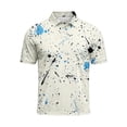 thumbnail image 5 of Dolkfu Collared Men'S&nbsp;Shirts Button Beige Short Sleeve Refreshing Tops Patchwork Geometric Artistic Polos Beige,Xl, 5 of 5