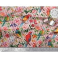 thumbnail image 2 of Soimoi Orange Cotton Poplin Fabric Stripe,Floral & Parrot Bird Print Fabric by Yard 42 Inch Wide, 2 of 3