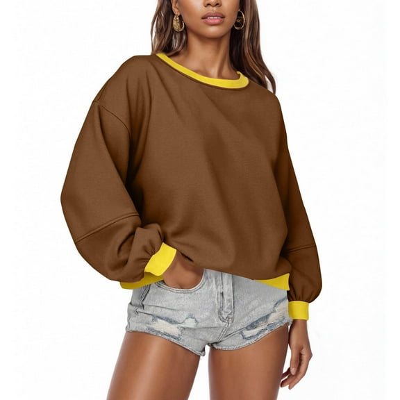 HongQid Sweatshirt for Women Crew Neck Lightweight Pullover Loose Casual Cropped Fall Fashion Tops