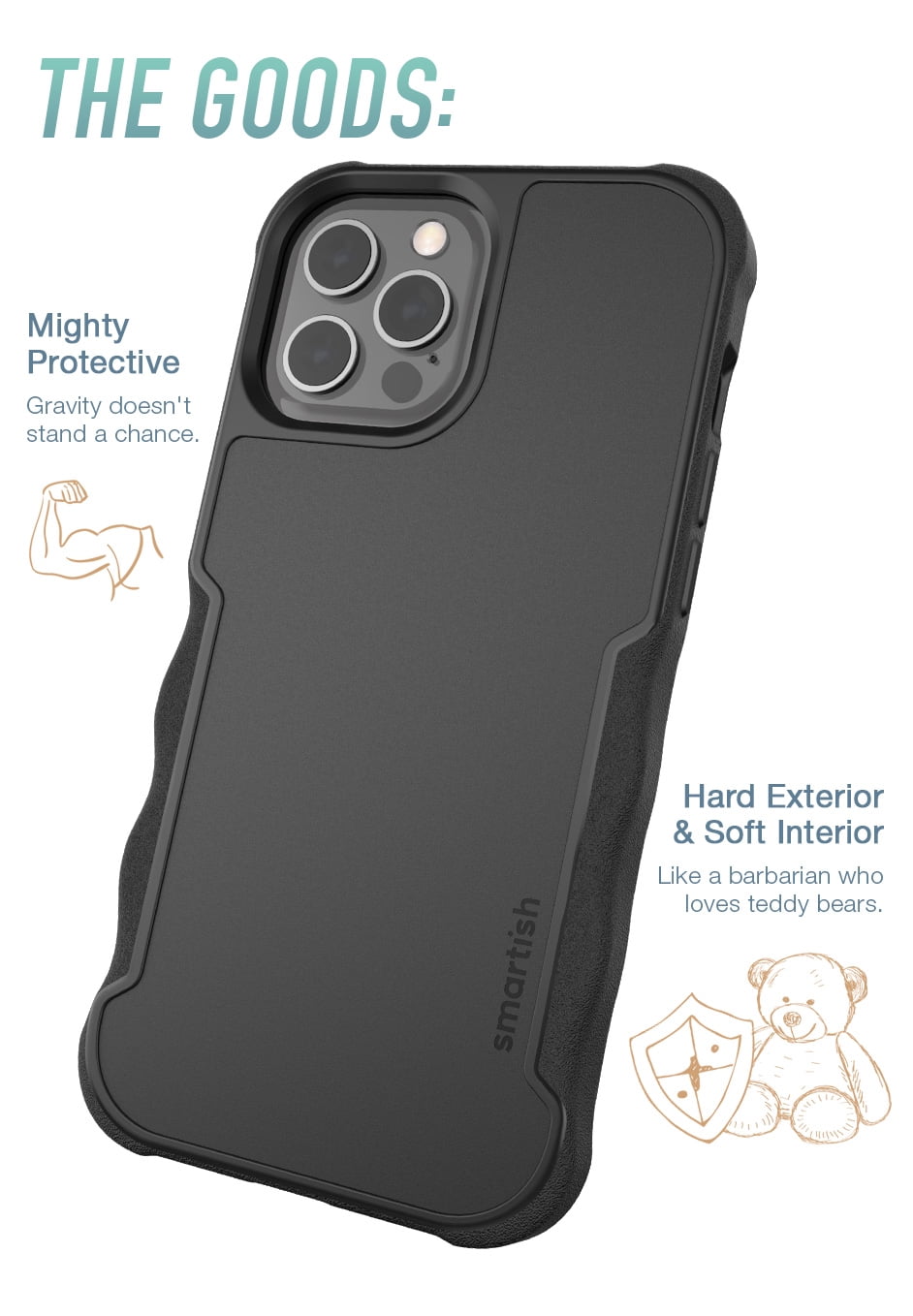 Smartish iPhone 12 Pro Max Armor Case - Gripzilla [Rugged + Protective] Slim Tough Grip Cover - Black Tie Affair