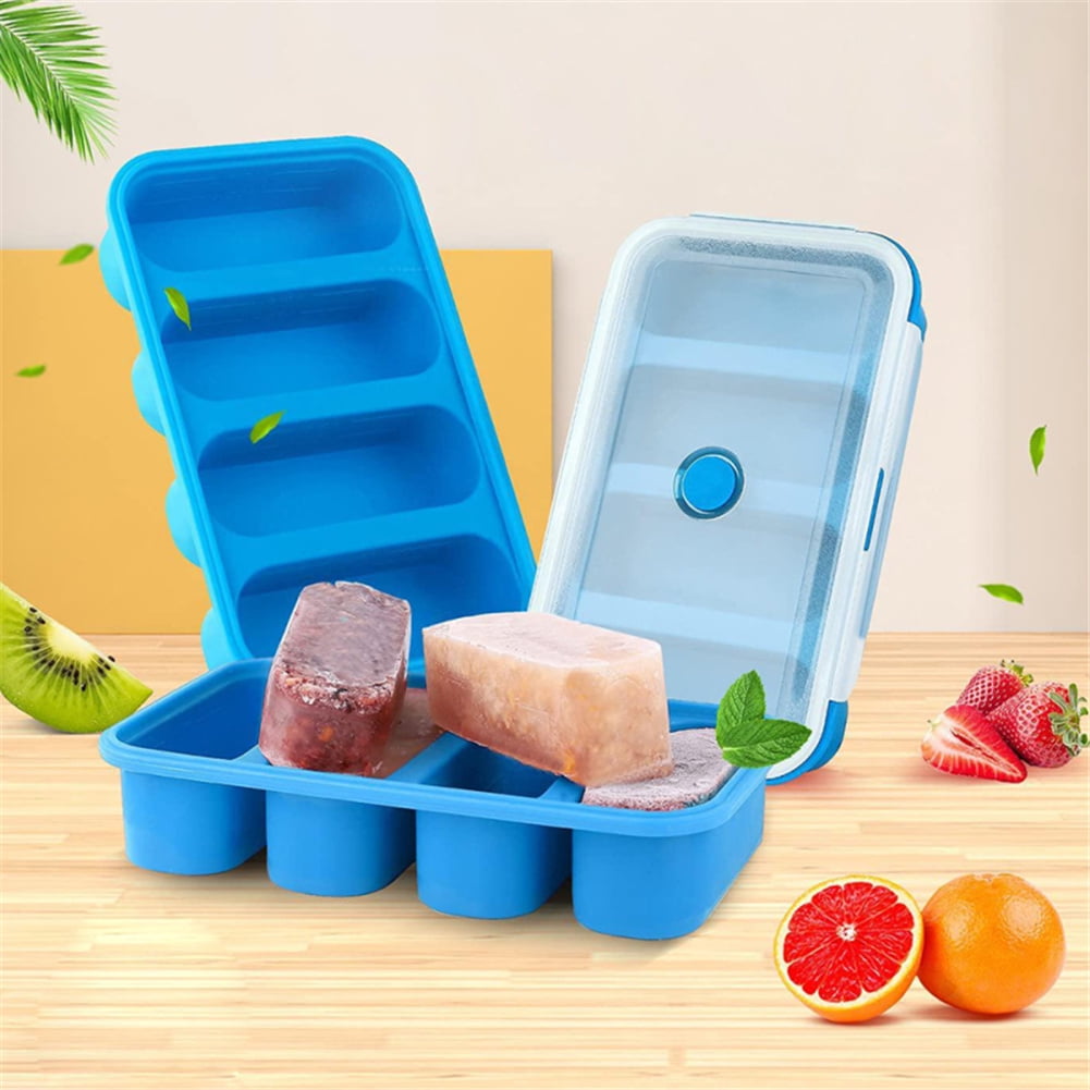 Silicone Freezer Trays Extra Large Soup Ice Cube Tray Food Freezing Molds 4  Giant Storage for Food Meal Sauce with Lid