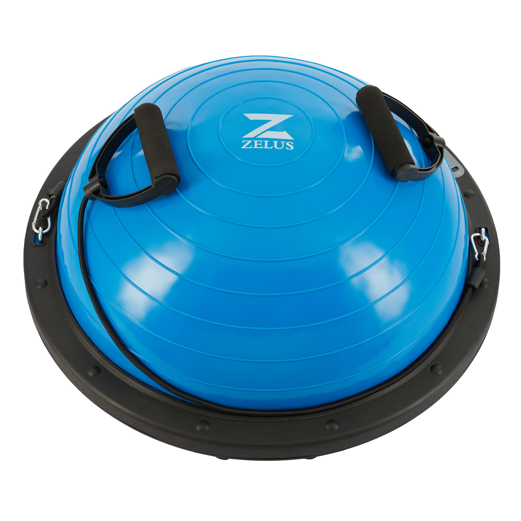 ZELUS 23inch AutoInflating Exercise Ball with Digital Controls, 2 Bands, Blue