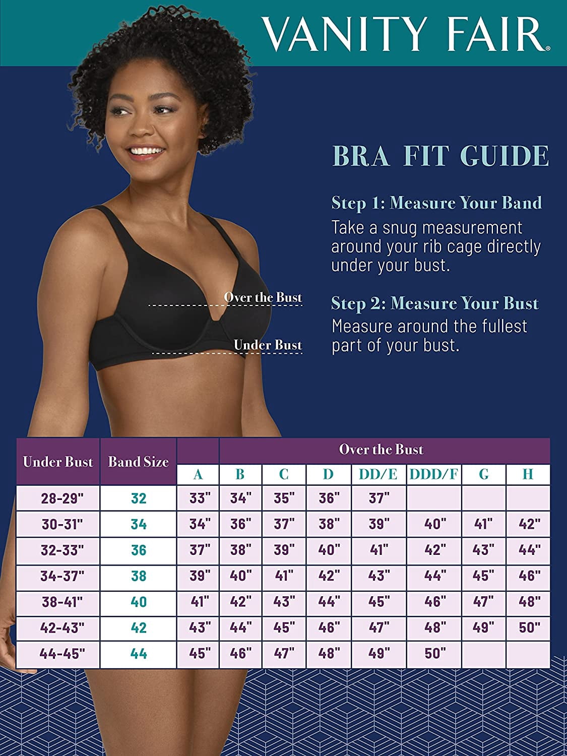 Women's Vanity Fair 75204 Beyond Comfort Full Coverage Underwire Bra (Midnight Black 40C)