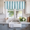 thumbnail image 2 of Cyan Blue Stripes Window Valance Curtain Vertical Striped Rod Pocket Short Curtain for Living Room, Bedroom & Kitchen Window Decor 42x18in, 2 of 8