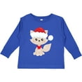 thumbnail image 3 of Inktastic Christmas Cat, Cute Cat, Beige Cat, Santa Hat, Xmas Girls Long Sleeve Toddler T-Shirt, 3 of 5
