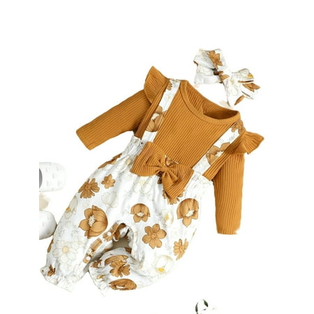 

Floral Print Round Neck Tee Long Sleeve Multicolor Baby Jumpsuits (Baby s)