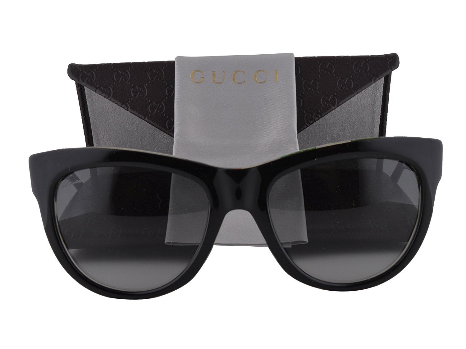 Gucci GG 3739/S Sunglasses Black Floral Crystal w/Gray Gradient Lens ...