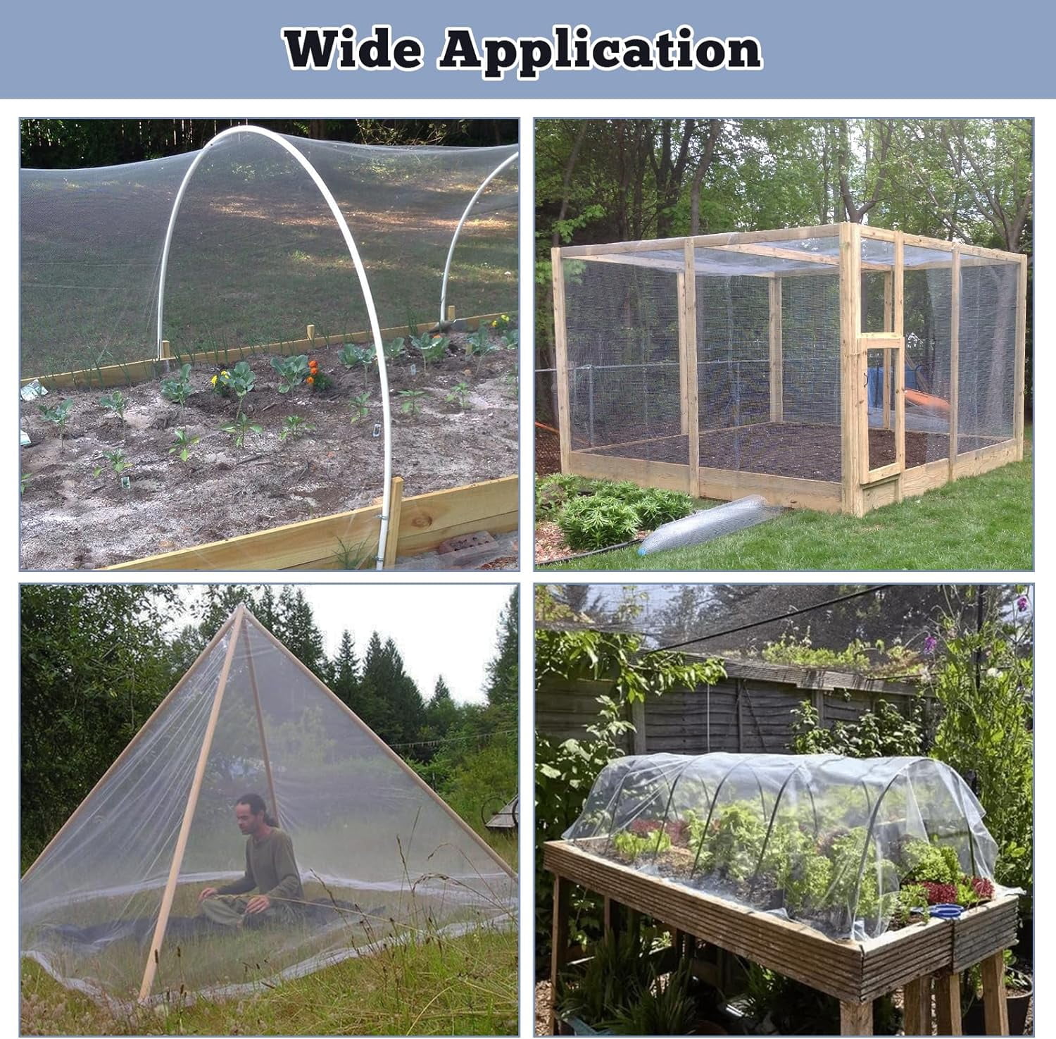 39 x 10 Ft Mosquito Netting for Garden Patio, Breathable Mesh Net for Bird and Insect Protection, Plant Cover for Vegetables, Fruits and Flowers, 3x12m Gray