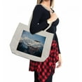 thumbnail image 2 of Mountain Shopping Bag, Frozen Peaks Tops of the Mountain with a Flying Eagle Free in Nature Photo, Eco-Friendly Reusable Bag for Groceries Beach and More, 15.5" X 14.5", Cream, by Ambesonne, 2 of 2