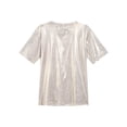thumbnail image 5 of Lejafay Women Short Sleeve Shiny Metallic T Shirt Tank Tops Holographic Crop Top Festival Party Champagne S, 5 of 6