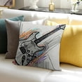 thumbnail image 3 of BANET  Guitar Throw Pillow Cushion Cover, Hand Drawn Style Electric Guitar on White Backdrop Rock Music Accords Sketch Art, Decorative Square Accent Pillow Case 12x12in, 3 of 5