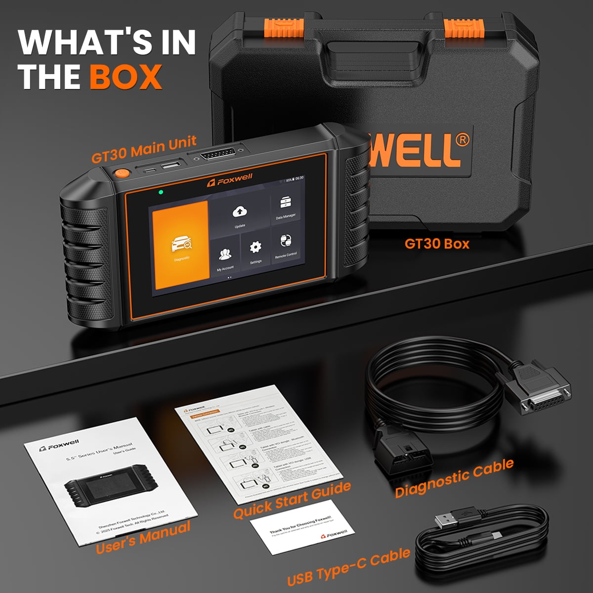 FOXWELL GT30 BT Bidirectional Scan Tool OBD2 Scanner ABS SRS Transmission Engine, Car Diagnostic Tool with 9 Resets Free WIFI Update