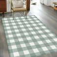 thumbnail image 3 of Green Farmhouse Large Area Rugs for Bedroom Living Room, Soft Non Slip Carpet Bedside Rug, Buffalo Plaid Check Lattice White Grid Rectangle Floor Cover Kitchen Accent Rug 4'x6' for Dining Room/Office, 3 of 9